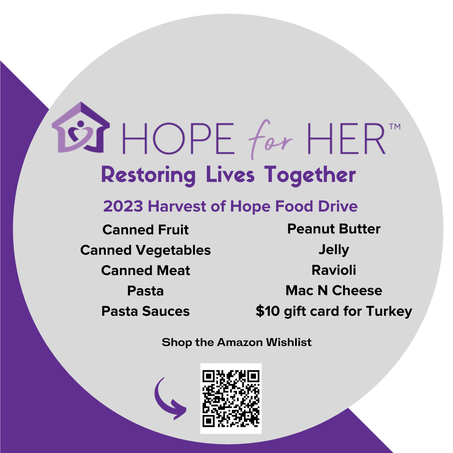 Harvest Of Hope Collection Hope For Her Donations Needed For Harvest Of